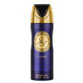 Blauw en gouden parfumspray van Lattafa Ra’ed Luxe Deodorant
